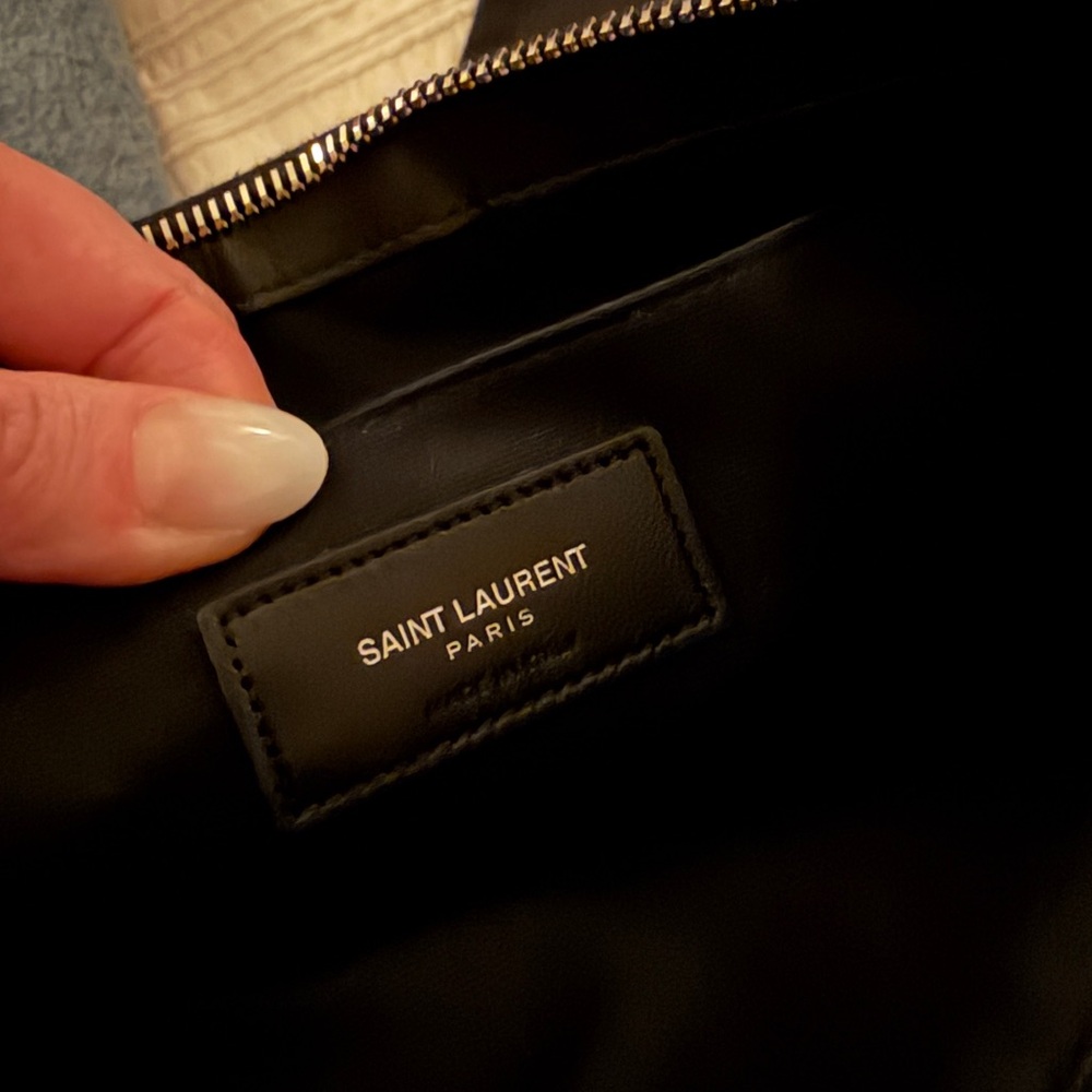 Authentic Saint Laurent Rive Gauche Straw Wristlet Clutch - Natural/Black - Picture 4 of 5